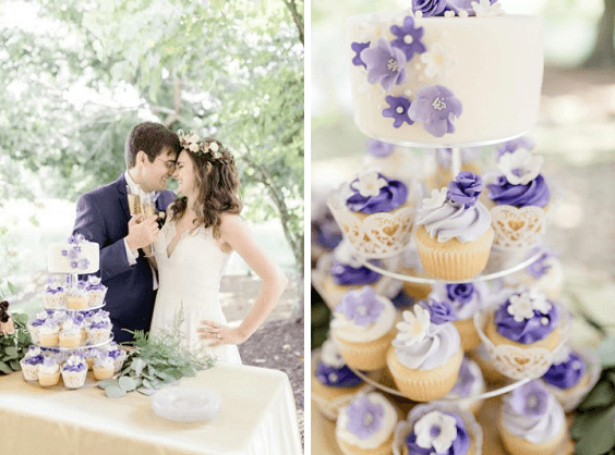 Wedding cupcakes for Lavender, Lilac and Greenery Rustic Summer Wedding