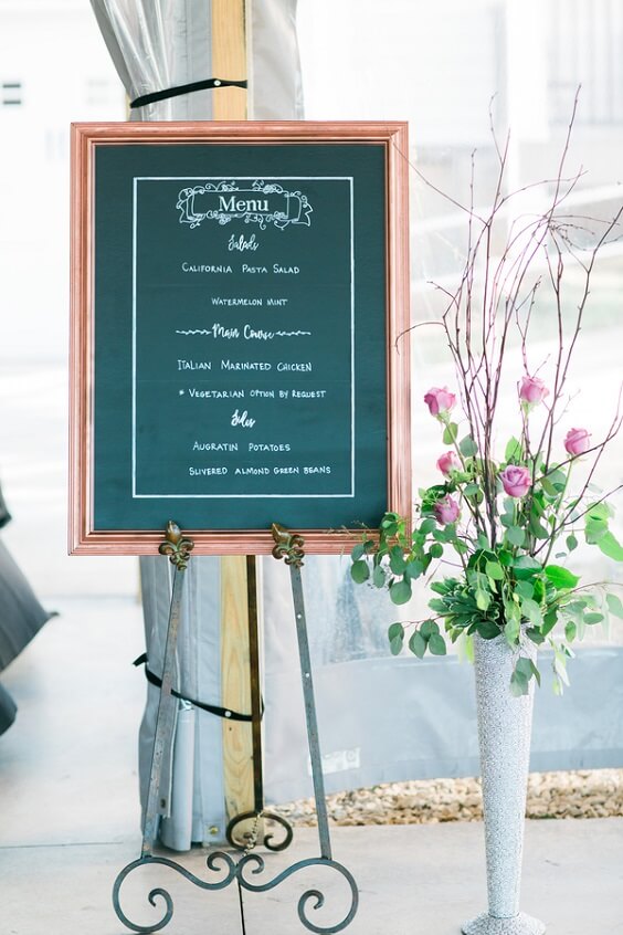 Wedding menu board for Lavender, Lilac and Greenery Rustic Summer Wedding