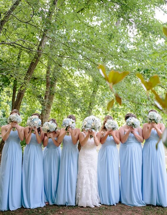 Light blue bridesmaid dresses for Light Blue, White and Khaki Rustic Summer Wedding