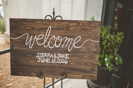 Wedding welcome board for Light Blue, White and Khaki Rustic Summer Wedding
