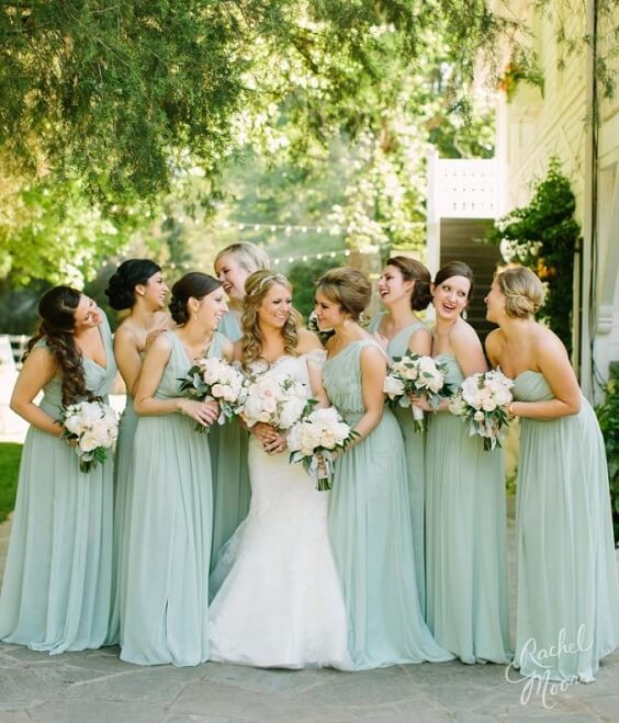 Honeydew bridesmaid dresses for Honeydew, Blush and Champagne Rustic Summer Wedding