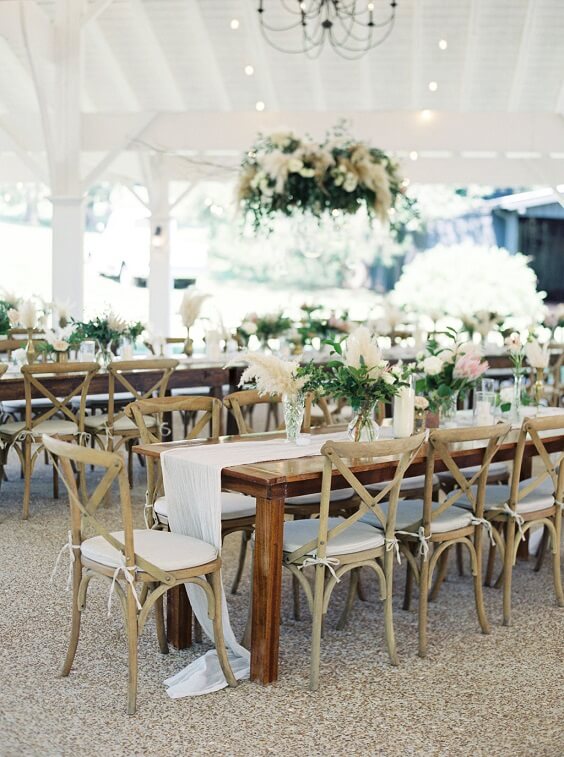 Wedding table settings for Honeydew, Blush and Champagne Rustic Summer Wedding