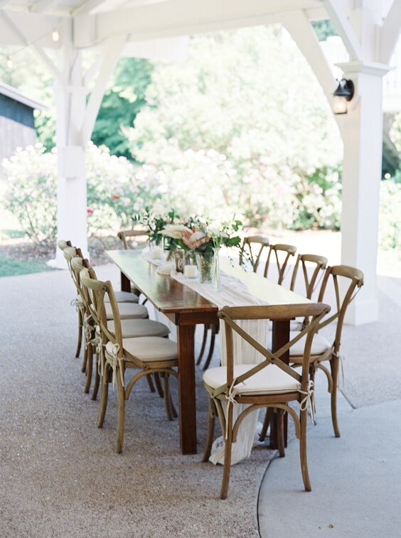 Wedding table settings for Honeydew, Blush and Champagne Rustic Summer Wedding