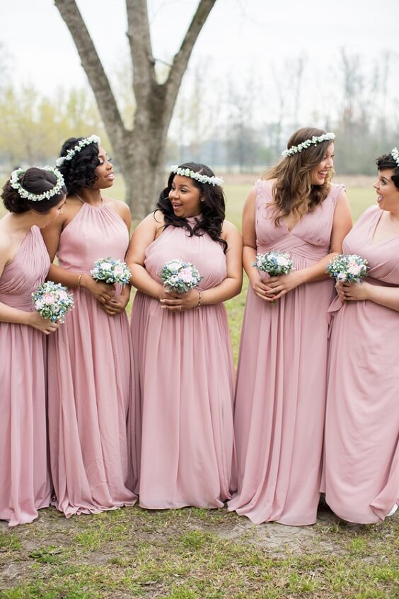 Bridal rose bridesmaid dresses for Bridal Rose, Grey and Woods Color Rustic Summer Wedding