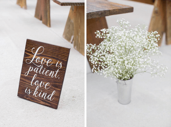Wedding ceremony decorations for Bridal Rose, Grey and Woods Color Rustic Summer Wedding