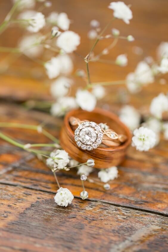 Wedding ring for Bridal Rose, Grey and Woods Color Rustic Summer Wedding