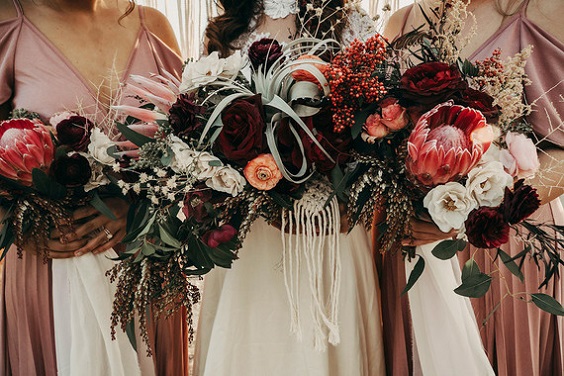 wedding bouquets for dusty rose and gold rustic fall wedding
