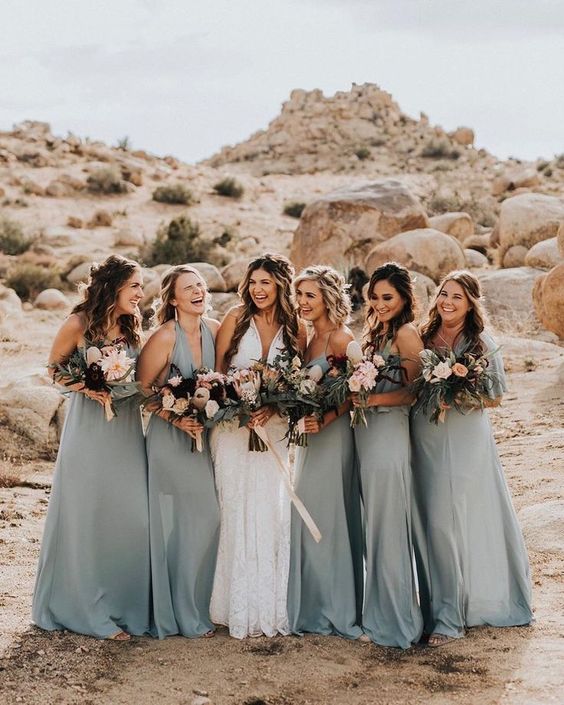 dusty blue bridesmaid dresses for dusty blue and nude rustic fall wedding