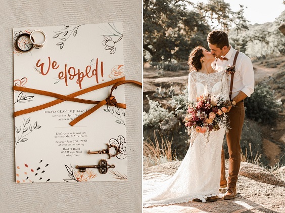 invitation for brown and cream rustic fall wedding
