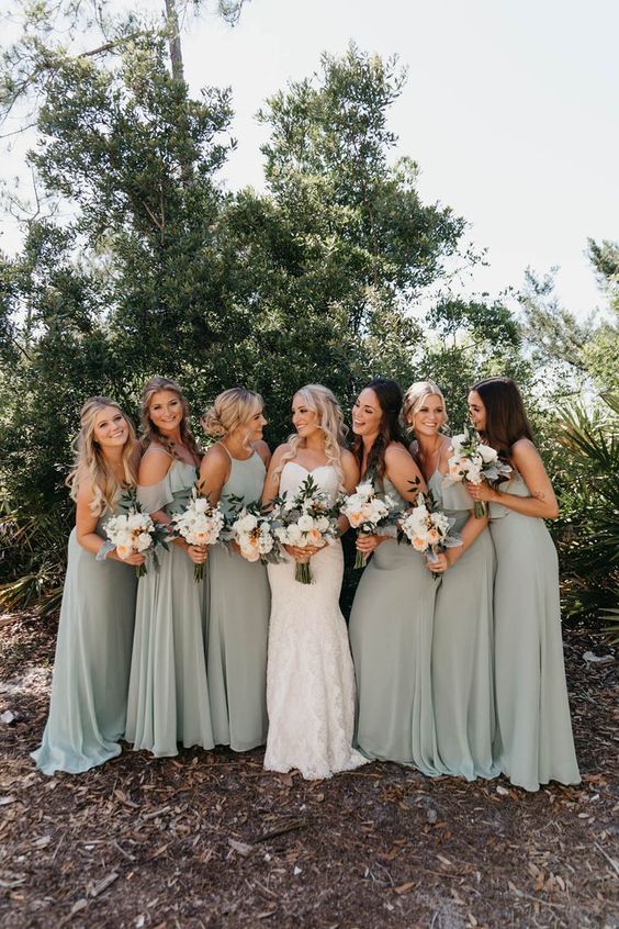 sage green bridesmaid dresses for sage green and white rustic fall wedding