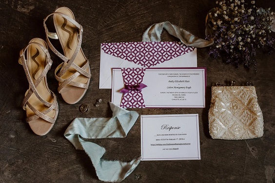 lavender wedding invitation for lavender and wood color rustic fall wedding