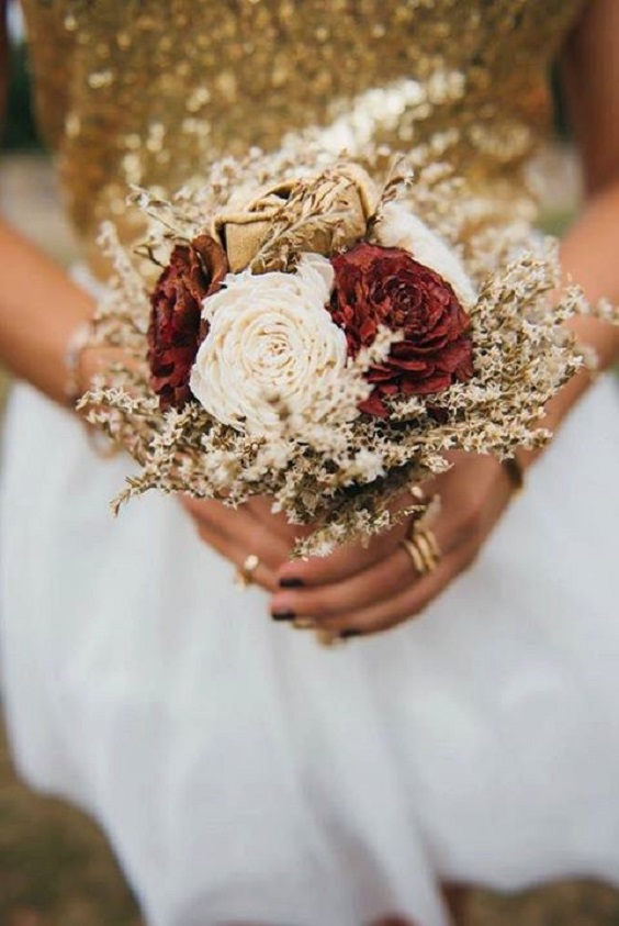 burgundy and gold bouquet for burgundy fall wedding colors burgundy and gold