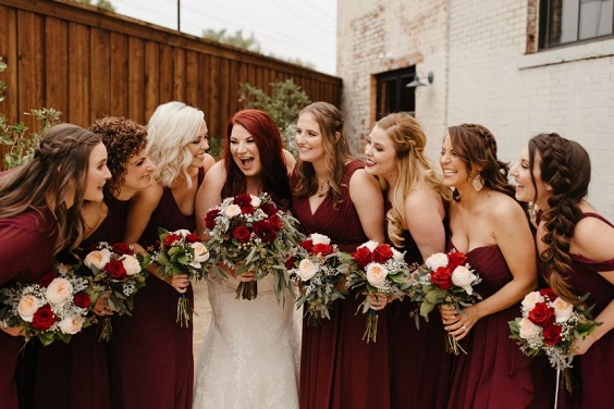 burgundy bridesmaid dresses for burgundy fall wedding colors burgundy and gold