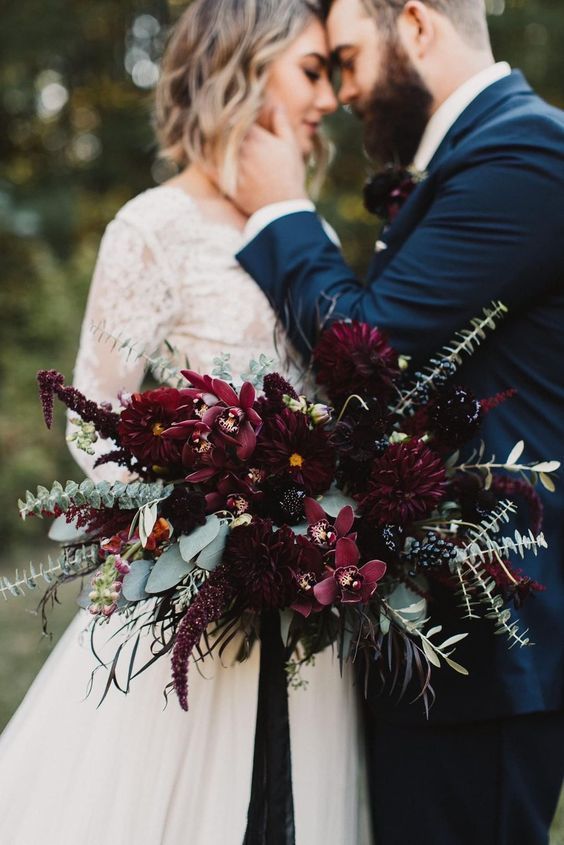 burgundy bouquet and navy mens suit for burgundy fall wedding colors burgundy and navy