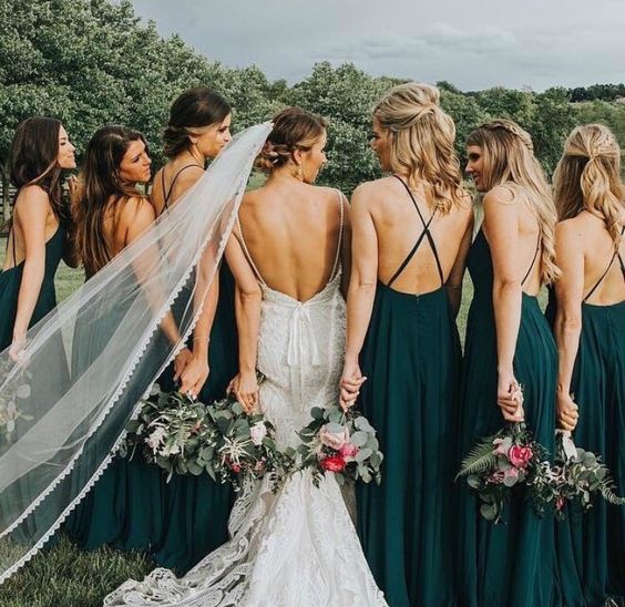 Dark blue clearance green bridesmaid dresses