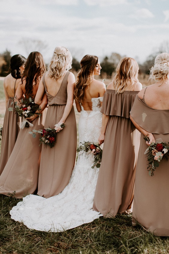 dusty rose bridesmaid dresses for burgundy fall wedding colors burgundy and dusty rose