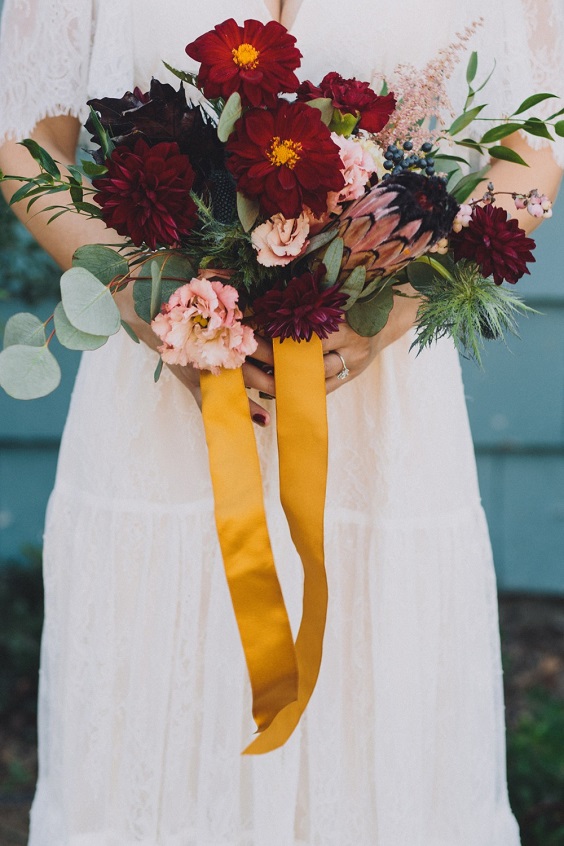burgundy and blush bouquet yellow ribbon for burgundy yellow fall wedding colors 2021