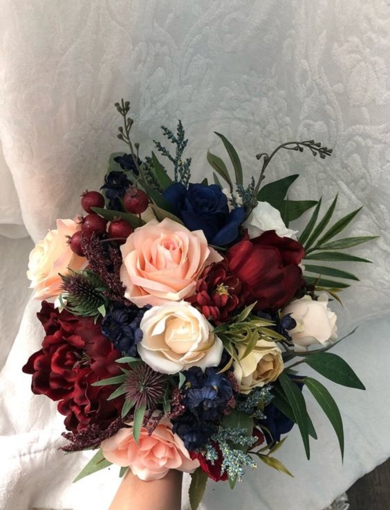 navy blue and burgundy wedding bouquets for navy burgundy fall wedding colors