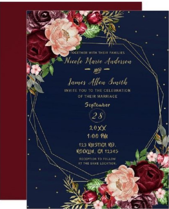 navy blue and burgundy wedding invites for navy burgundy fall wedding colors