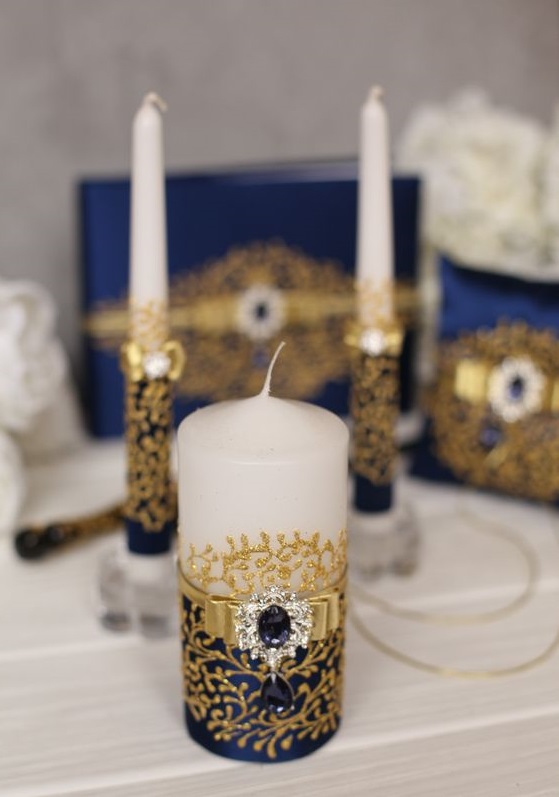 navy and gold wedding candle décorfor navy burgundy gold wedding colors