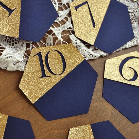 navy blue and gold wedding table numbersfor navy burgundy gold wedding colors