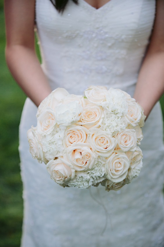 peach and white wedding bouquet for navy grey fall wedding colors
