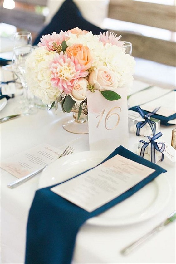 navy blue wedding napkin blush wedding table centerpieces for navy blush fall wedding colors