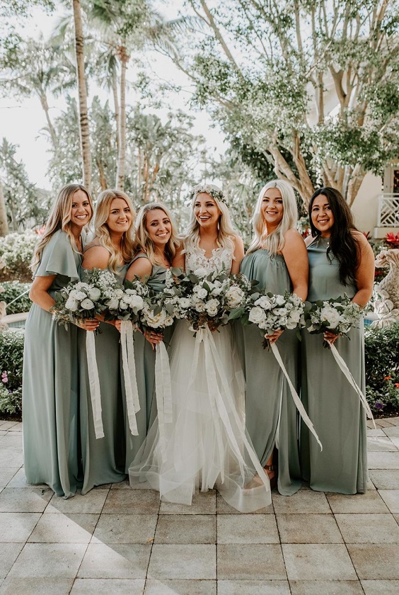 sage green bridesmaid dresses for dusty blue sage green blue fall wedding colors