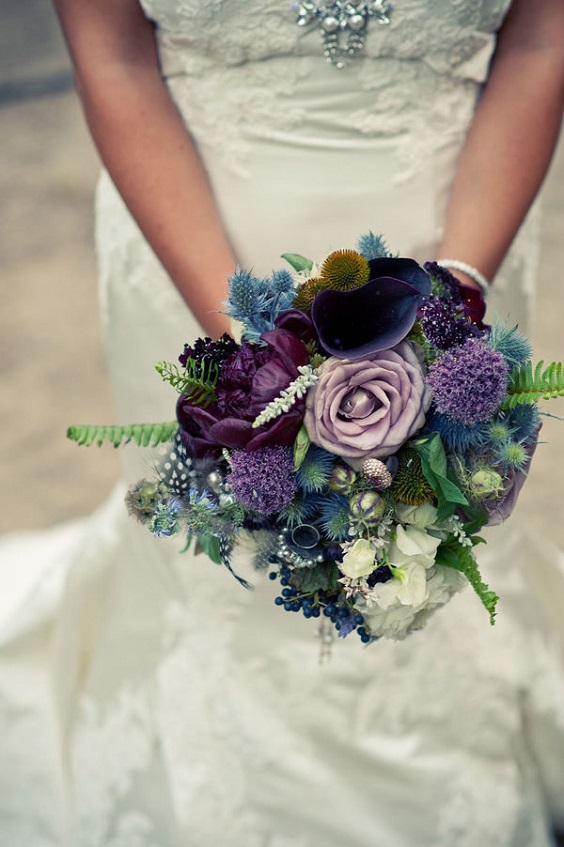 navy blue and purple bouquets for navy blue purple blue fall wedding colors