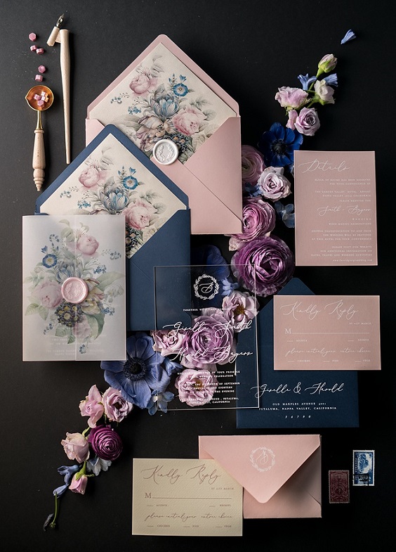 navy blue and purple invitations for navy blue purple blue fall wedding colors