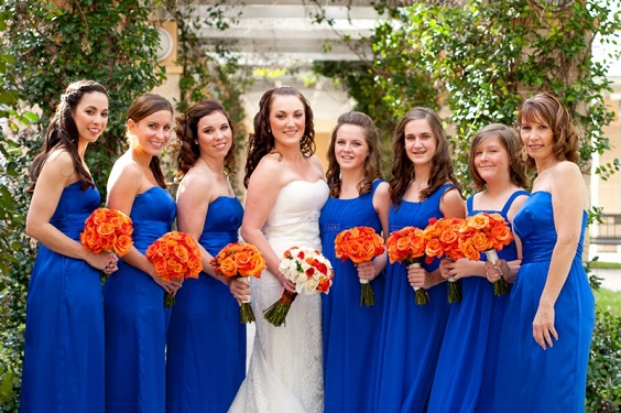 blue bridesmaid dresses orange bouquets for blue orange blue fall wedding colors