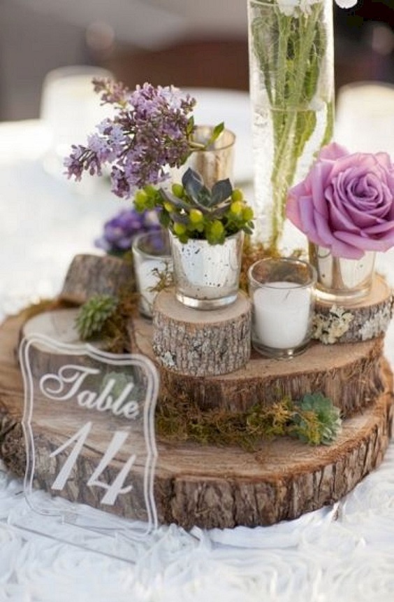 wedding table number with purple and lavender flower for purple and lavender purple fall weddign colors