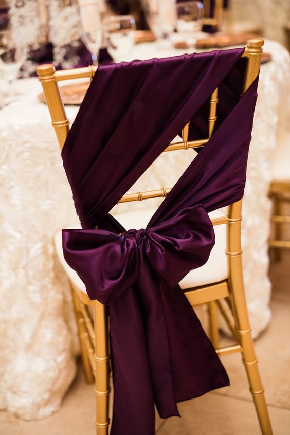 purple wedding chair sashes for purple and gold purple fall wedding colors