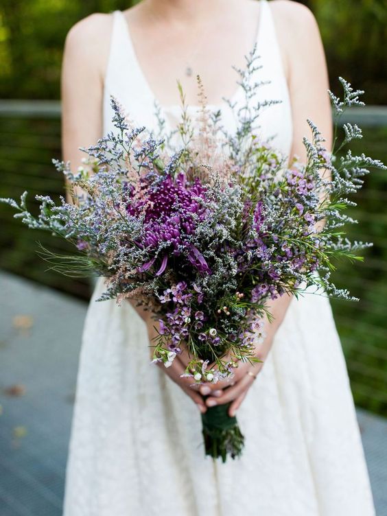 purple wedding bouquets for purple and greenery purple fall wedding colors