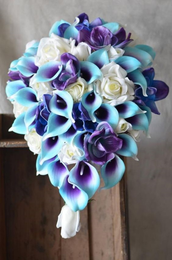purple and teal wedding bouquets for purple and teal purple fall wedding colors