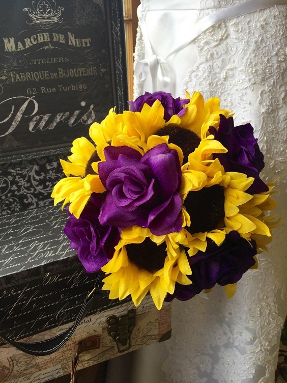 purple and yellow wedding bouquets for purple and yellow purple fall wedding colors