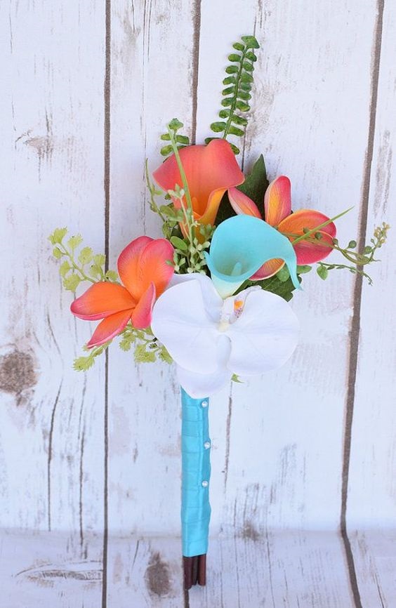 coral and turquoise bouquets for coral turquoise may wedding colors 2020