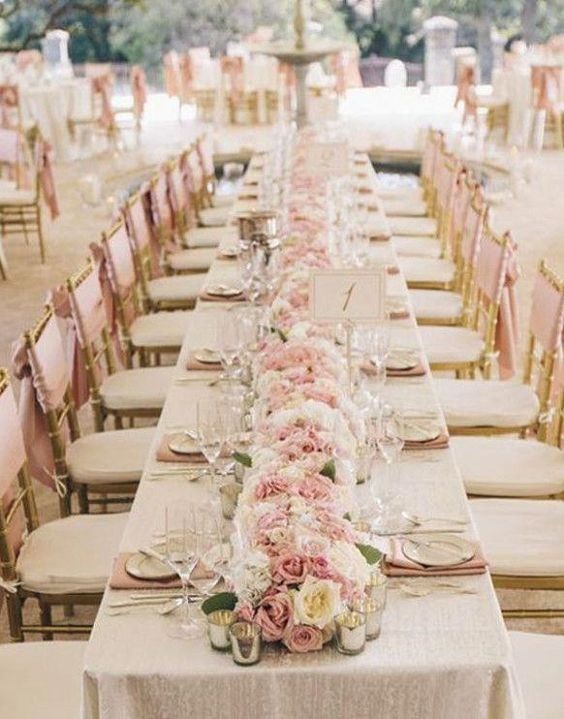 pink table decorations and gold wedding chair for pink gold may wedding colors 2020