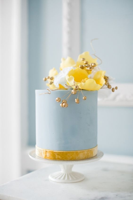 ice blue wedding cakes and yellow cake topper for ice blue yellow may wedding colors 2020