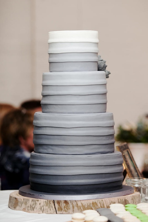 grey and white wedding cake for neutral fall wedding colors grey and dusty blue