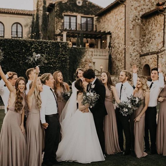 Light taupe 2025 bridesmaid dresses