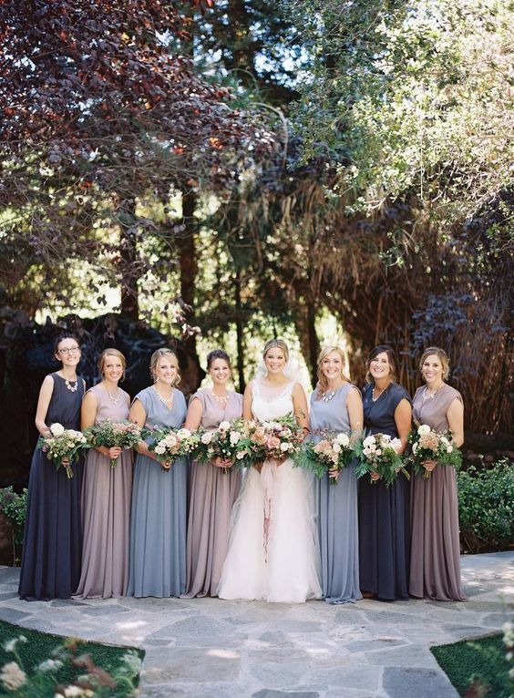 navy blue and mauve bridesmaid dresses for neutral fall wedding colors navy and mauve