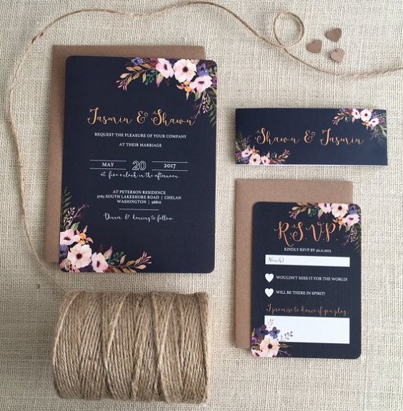 navy invitation for neutral fall wedding colors navy and mauve