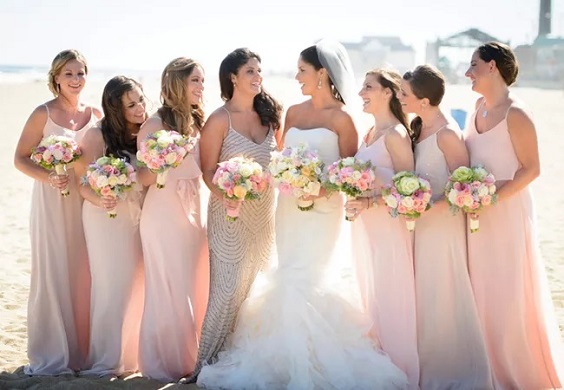blush bridesmaid dresses for blush gold beach wedding colors 2020