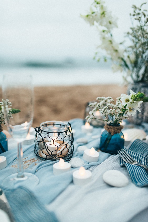 dusty blue table cloth navy blue table centerpiece for dusty blue navy blue beach wedding colors 2020