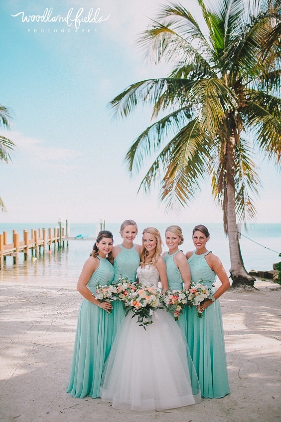 aqua bridesmaid dresses coral orange bouquets for aqua coral orange beach wedding colors 2020