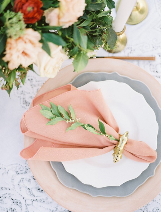 peach table napkin gray dinner plate for peach gray beach wedding colors 2020