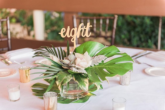 white table cloth green table centerpiece for white green beach wedding colors 2020