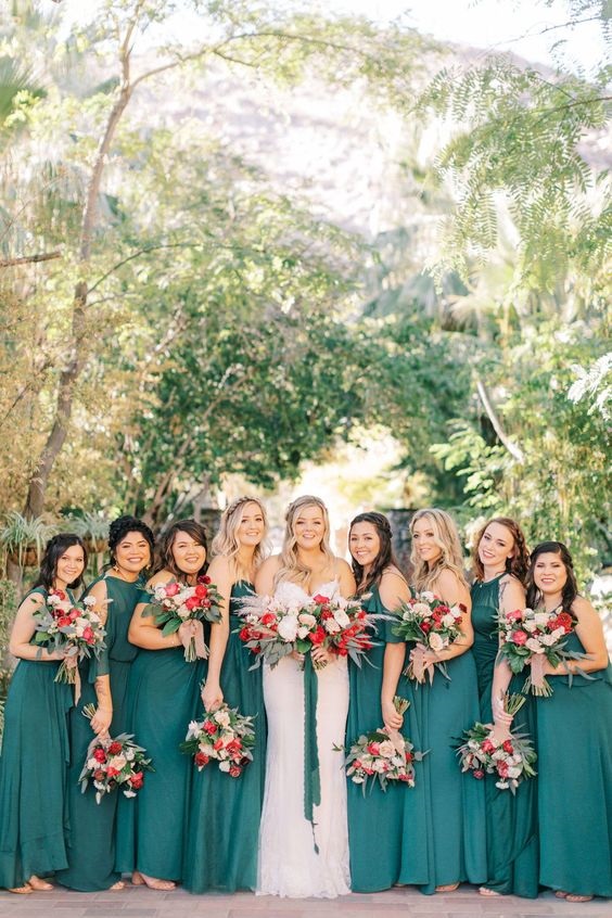 Fall Wedding, Teal Bridesmaid Dresses ...