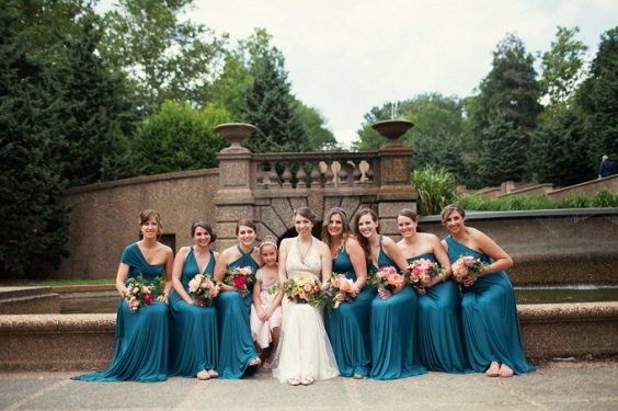 teal bridesmaid dresses white bridal gown for teal white teal fall wedding colors